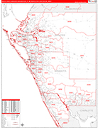 North Port-Sarasota-Bradenton Metro Area Wall Map Red Line Style